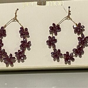 Persimmon Floral Hoop Earrings